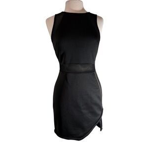 Astr Sz M Black Mesh Detail Mini Dress with zipper detail
